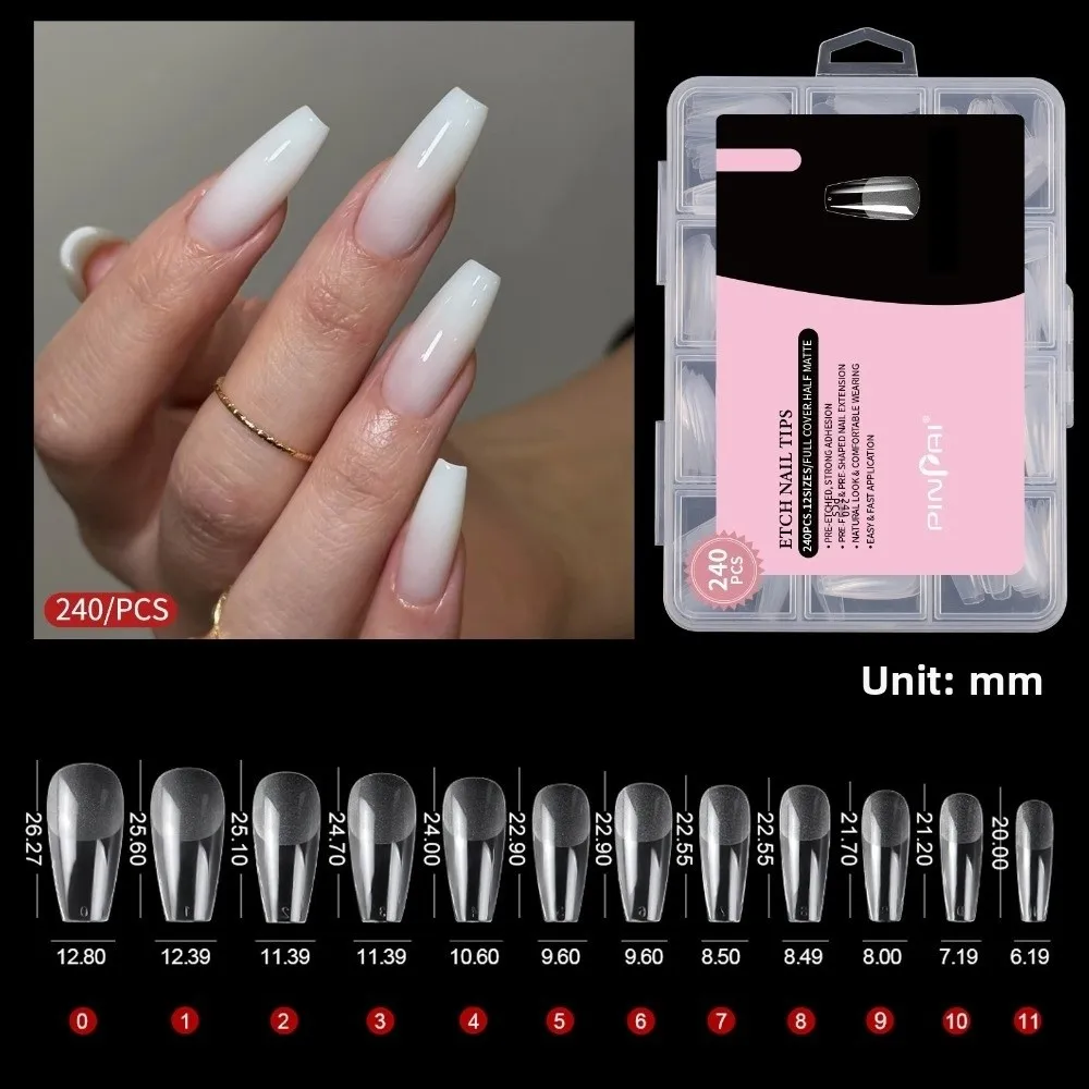 240pcs ultra-thin French Soft Gel Nail Tips 12 Sizes Square Almond Nail Extension Mold Quick Extension Reusable Press on Nails