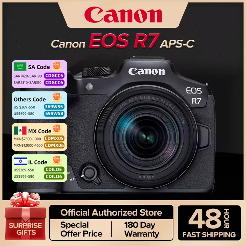 Canon EOS R7 APS-C Flagship Professional Mirrorless Digital Camera High-Speed Continuous Shooting 4K Video