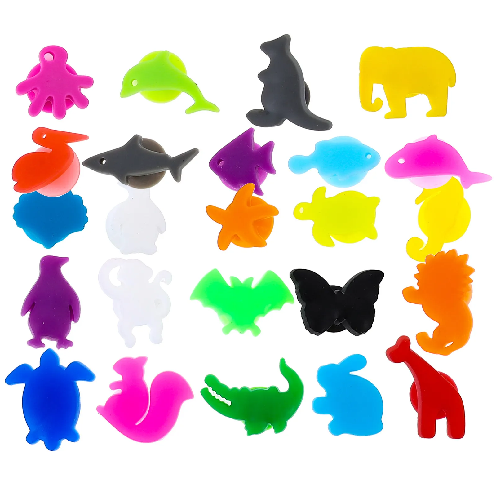 24Pcs Premium Silicone Wine Glass Markers Colorful Animal Drink Identifiers for Bars Parties Families Cocktail Events Odorless