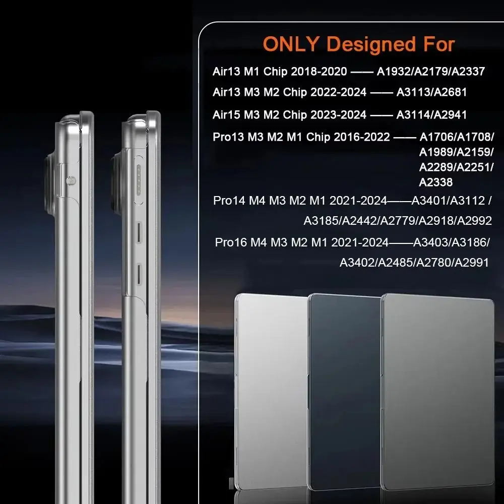 حافظة كمبيوتر محمول شفافة كريستالية مقاومة للصدمات ومقاومة للخدش وغطاء صلب لجهاز Macbook Air/Mac Book Pro #6