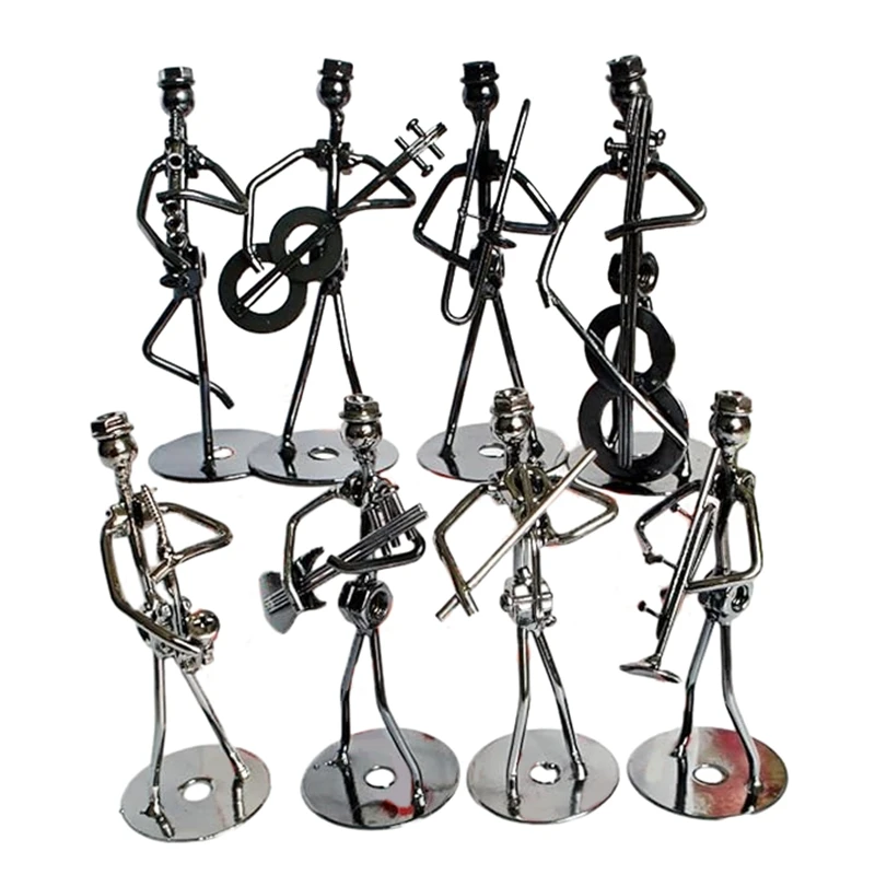 

Little Iron Art Musician Creative-Music Band Crafts Set Home Office Desk Decoration Birthday Gift 8 Pack, Table Ornaments Set