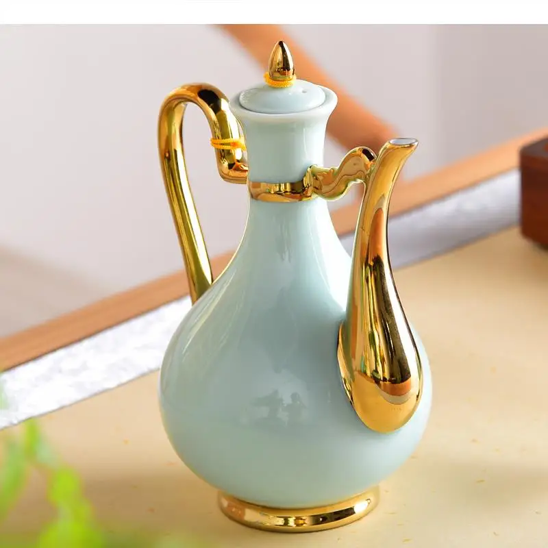 Celadon Ceramics Home Outline In Gold Flagon Country Style Porcelain Drinkware Retro Court Hip Flasks