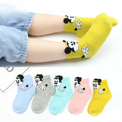 5Pairs Disney Mickey Mouse Socks Children Breathable Sports Girls Boys Sokcs Cartoon Mickey Mouse Infant Cotton Short Chaussette