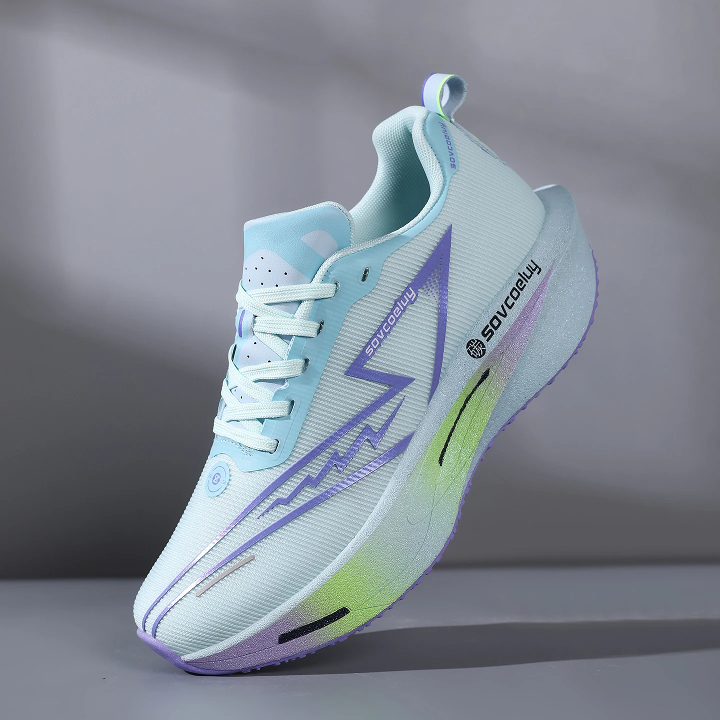Atmungsaktive Strick-Mesh-Laufschuhe mit Carbonplatte Stoßdämpfende Athletische Sneaker – Detail 5