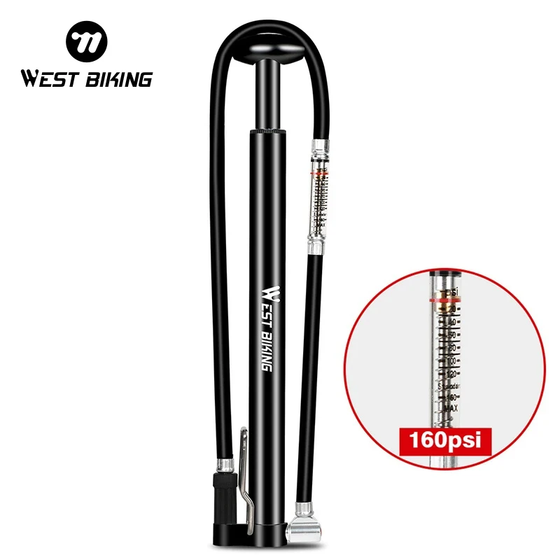 

WEST BIKING High Pressure Bicycle Pump MTB Road Bike Tire Air Inflator Foot Pump For AV/FV Pressure Gauge Bicycle Tire Pump