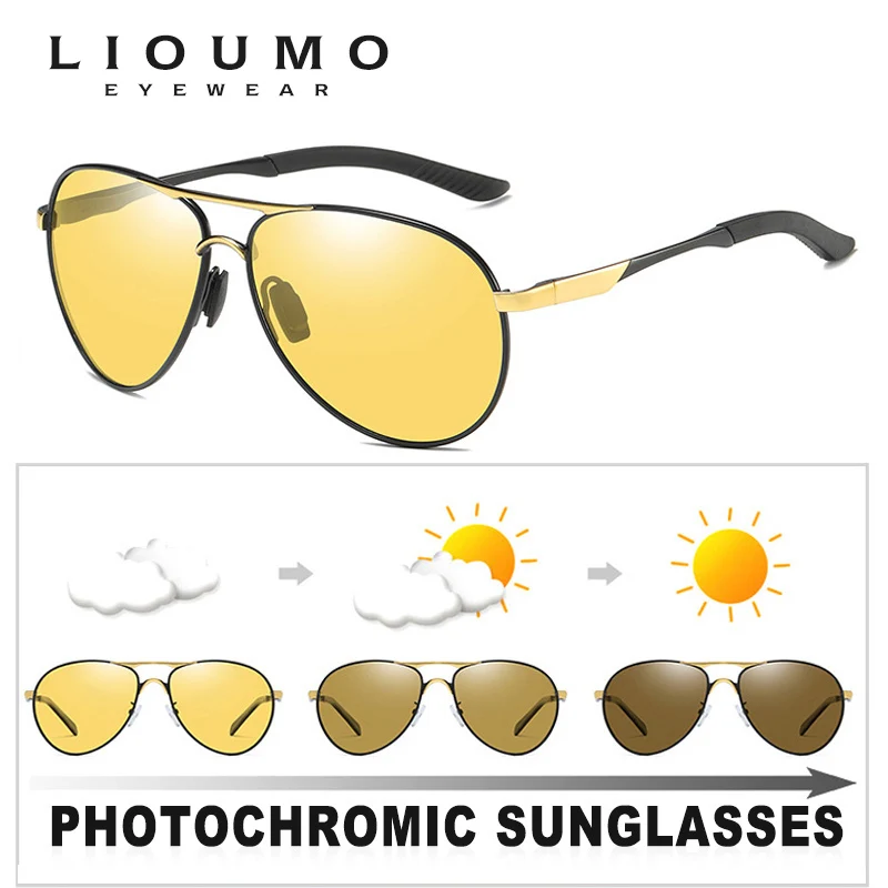 Top Quality Aviation Sunglasses Polarized Man Photohcromic Night Vision Glasses Woman Anti-Glare Driving Goggles zonnebril