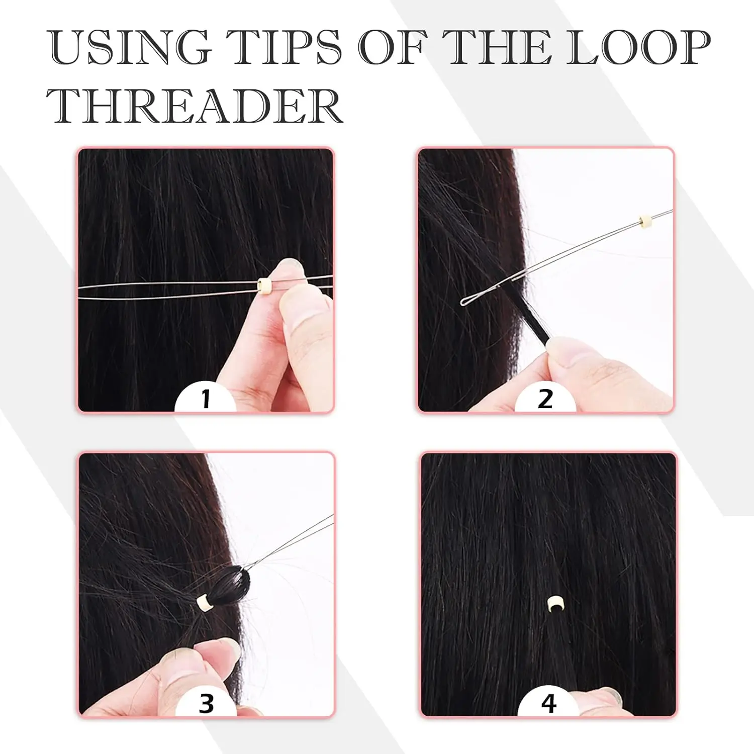 Professional Hair Extension Kit with Beads,Pliers, Pulling Hook, Threads, Needle - Metal Tools for All Hair Types