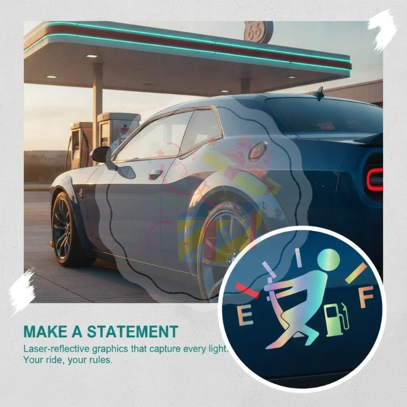 Car Fuel Tank Cap Reflective Decal Creative Pointer Pattern Self-Adhesive Waterproof Sticker for Auto Exterior Decoration Acces