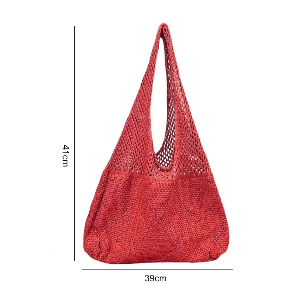 Fashion Knitted Women Shoulder Bag Summer Beach Tote Crochet Bag Large Capacity Casual Hollow Woven Female Shopper Handbag Purse