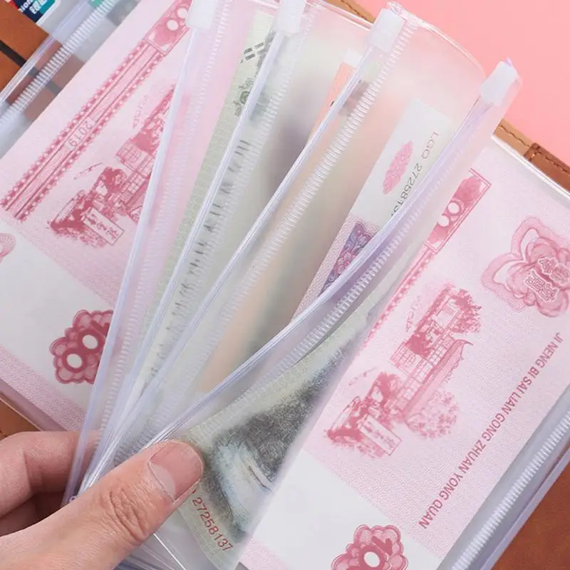 PU Leather Binder Budget Planner Organizer With Clear 12 Zipper Pockets Saving Cash Envelopes System Notebook Cash Organizer