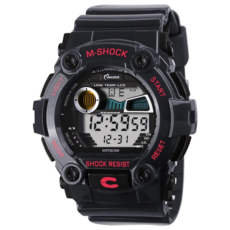 방수 전자 시계 패션 간단한 스포츠 시계 여성 크로노 그래프 알람 시계 다기능 커플 시계