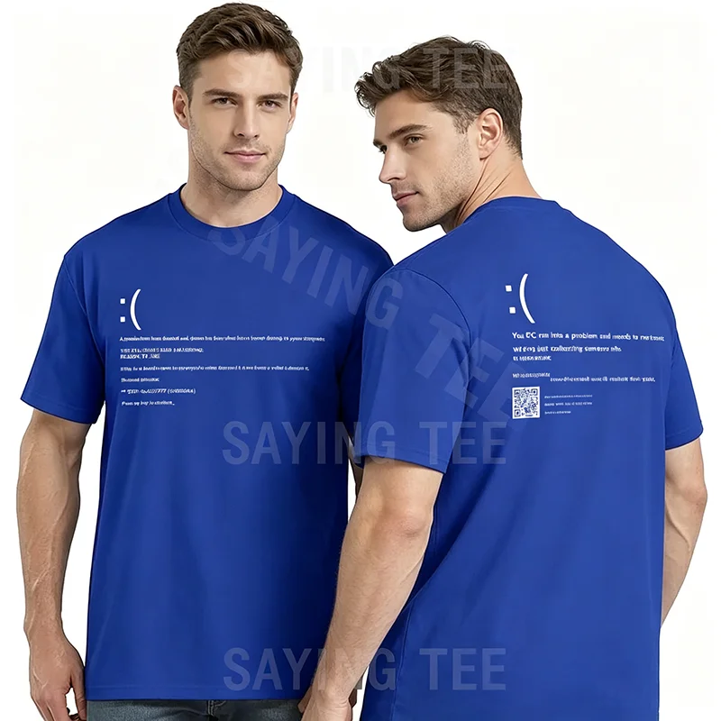 Lustiges Blue Screen of Death Geek Halloween Party Grafik-T-Shirt für Männer, Mode 404-Seiten-Druck, Programmierer Casual T-Shirt aus Baumwolle – Detail 6