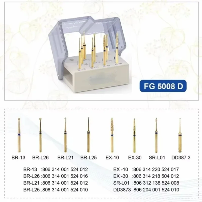 Kit de acesso para cavidade de polpa dentária fg5008d, ferramentas dentárias para preparação de polpa aberta para pulpotomia dentária