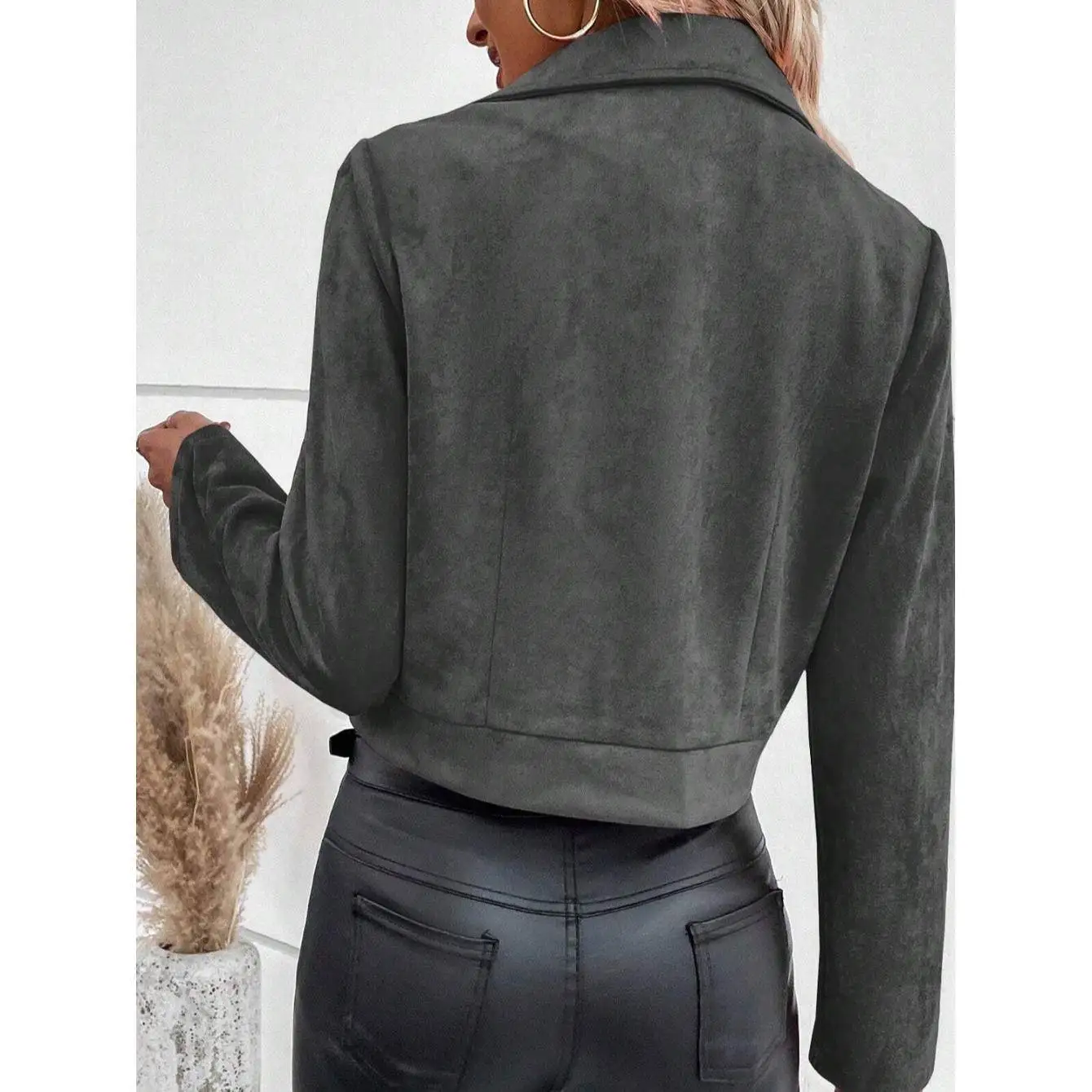 الوردي سستة ort Jaet الخريف الشتاء جديد Sle Faionable التلبيب طويل Sve الجلود المخملية المرأة أفضل ستة ألوان