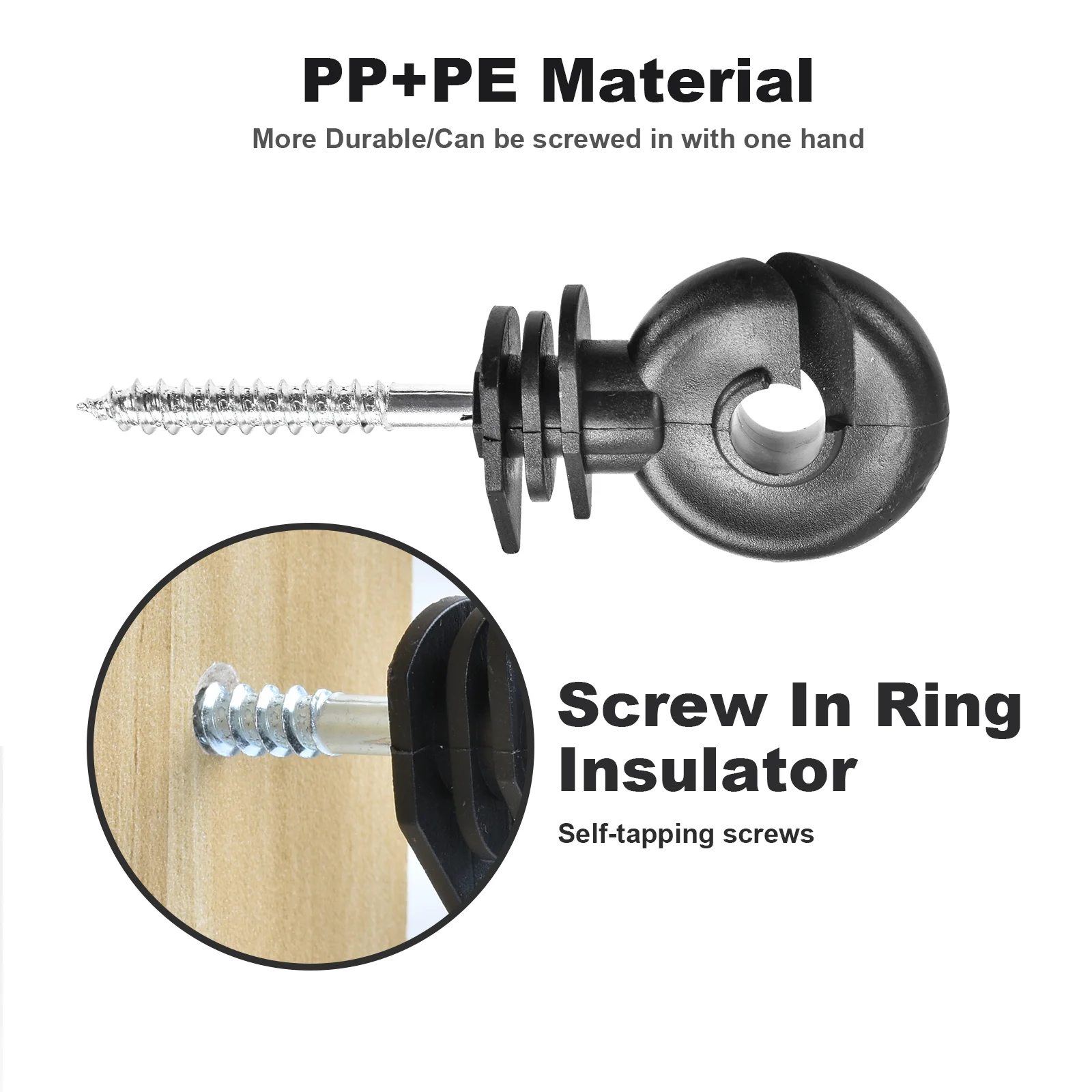 100pcs Electronic Fence Insulator Electronic Fence Post Screw-in Insulator Ring Insulator For Wooden Post Animal Husbandry