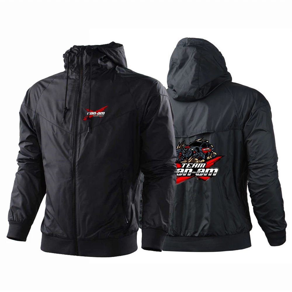 

2024 Can Am Motorcycles Men Spring Autumn Patchwork Windbreaker Windproof Casual Hooded Trendy Fashion Printing Coat Tops