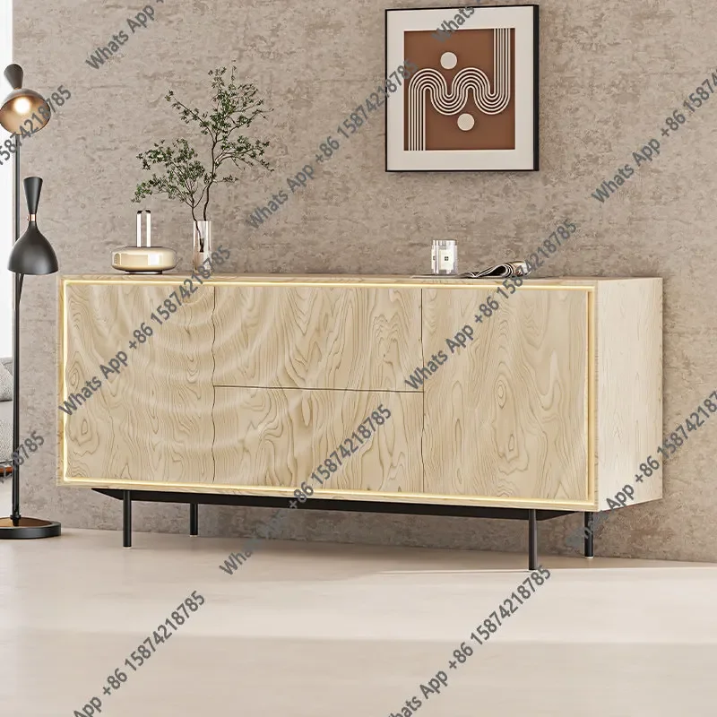 H Wave solid wood barber dining room sideboard, medieval entrance cabinet, ash wood with drawer, modern light luxury decoration
