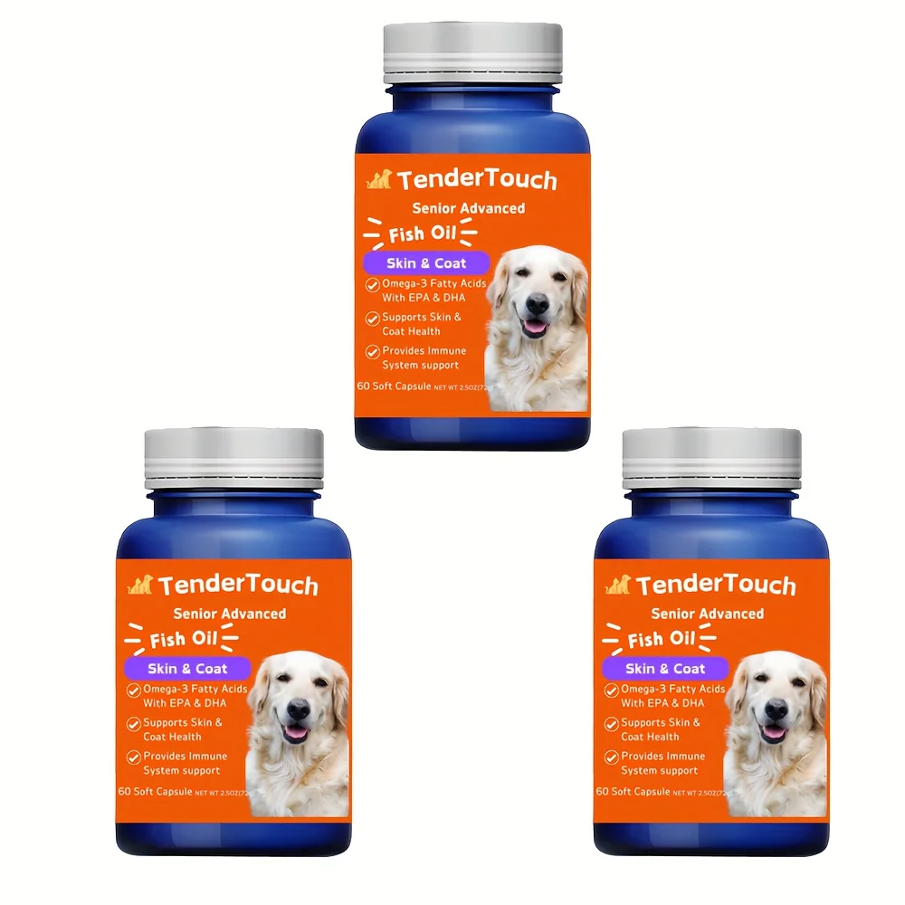 3-Pack(3 x 60 Count) - 180 Capsules- Amazing Omega 3 Fish Oil for Dogs and Cats - Omega 3 for Dogs and Cats Shedding