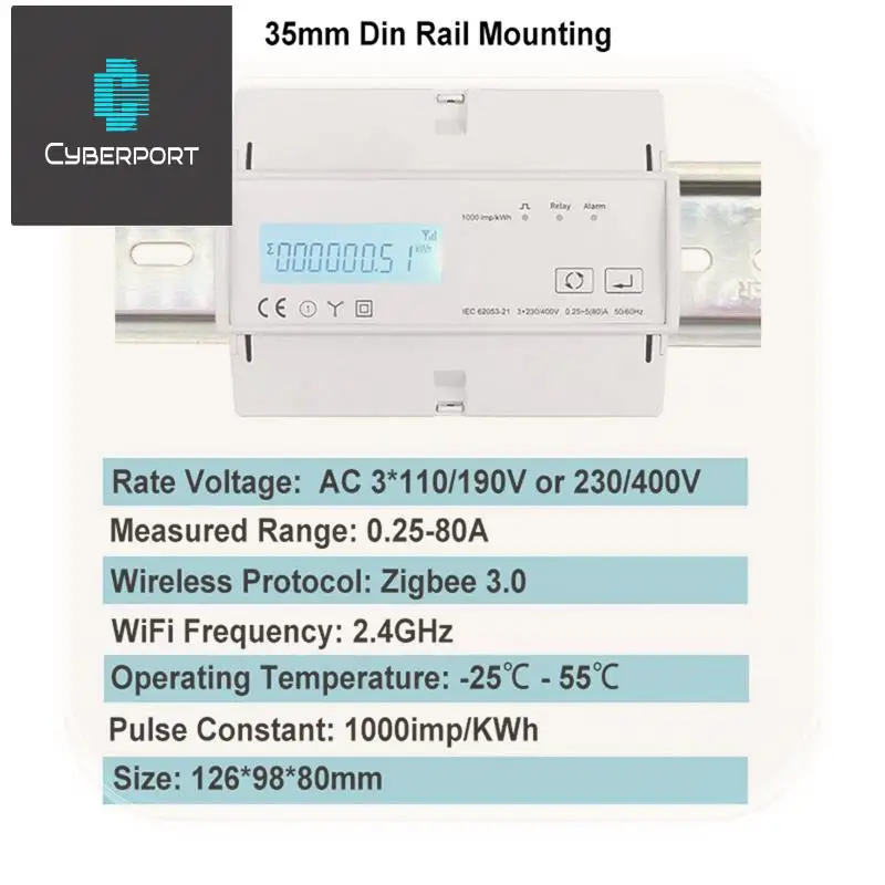 3 Phase Energy Meter Kwh Power Monitor Wattmeter Tuya App Remote Switch On OFF 3X110/190V 230/400VAC