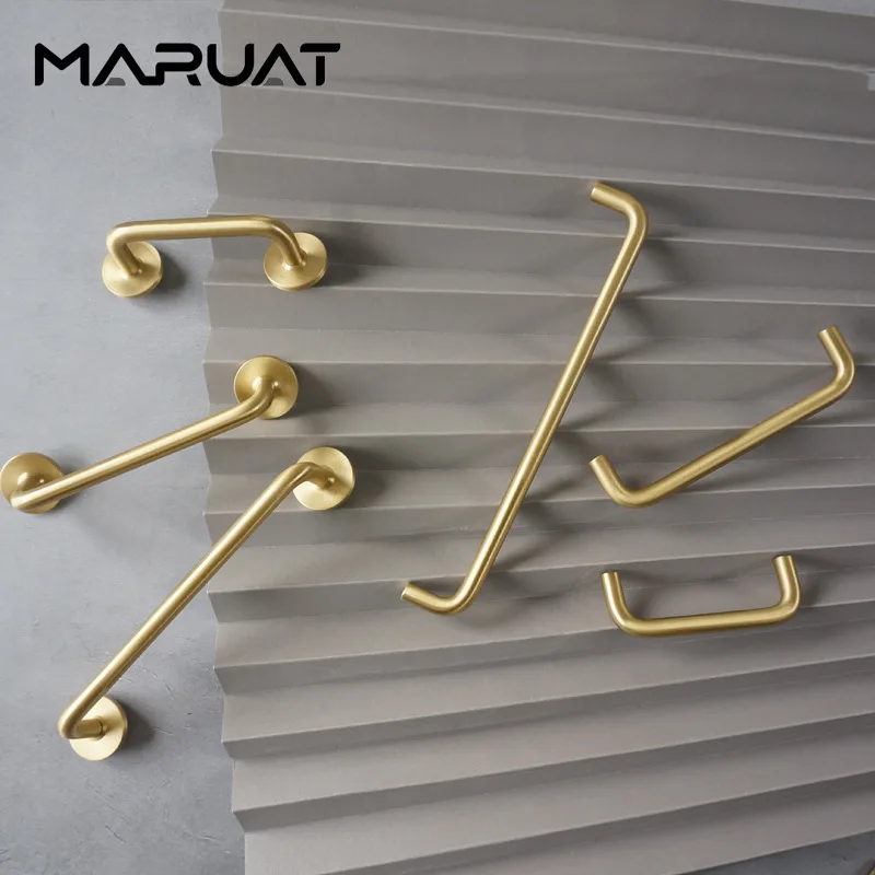 مقابض خزانة على شكل حرف U باللون الذهبي غير اللامع، مقابض درج نحاسي عتيق لأجهزة أثاث خزانة المطبخ