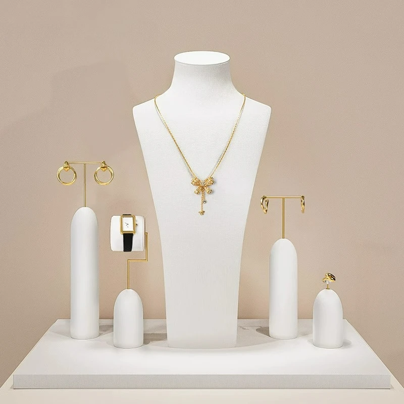 

Jewelry display stand PU leather necklace ring watch earring display props jewelry display set
