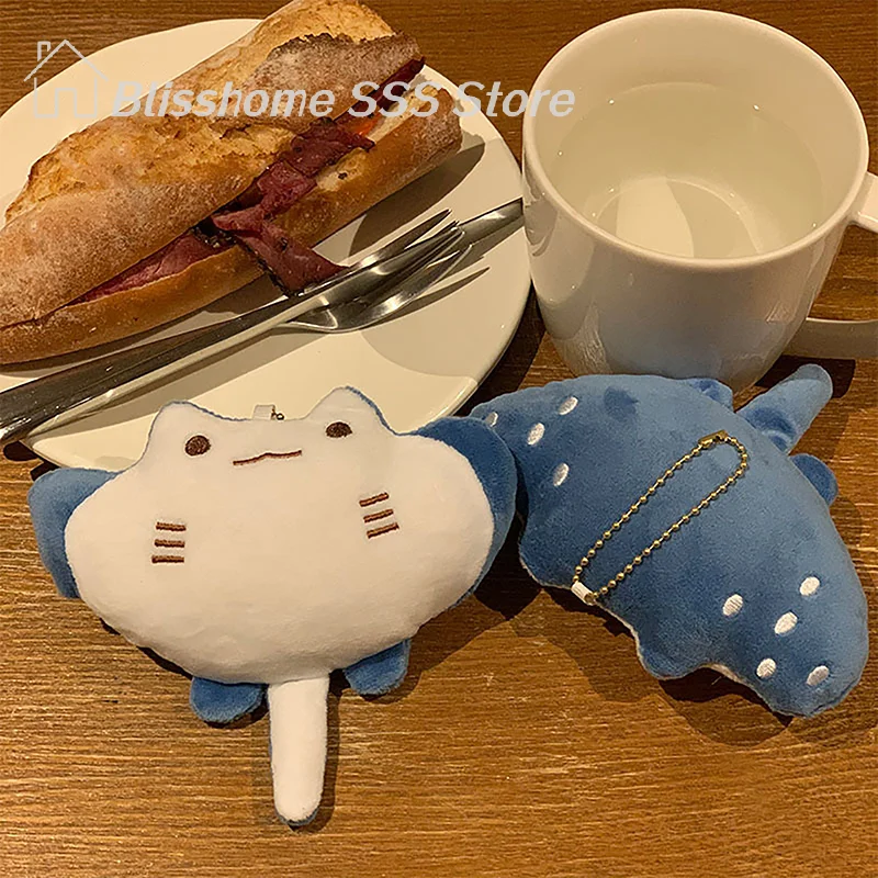 【S】1PC Cartoon Marine Animal Devil Rays Doll Plush Toy Ornament Stuffed Animal Manta Plush Keychain Pendant Kids Girls