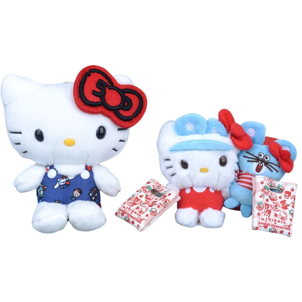 

Anime Figures Bow HelloKittys Plushie Doll Toys Cartoon Kawaii Cute Soft Plush Doll Pendant Keychain Decoration Girl Gift