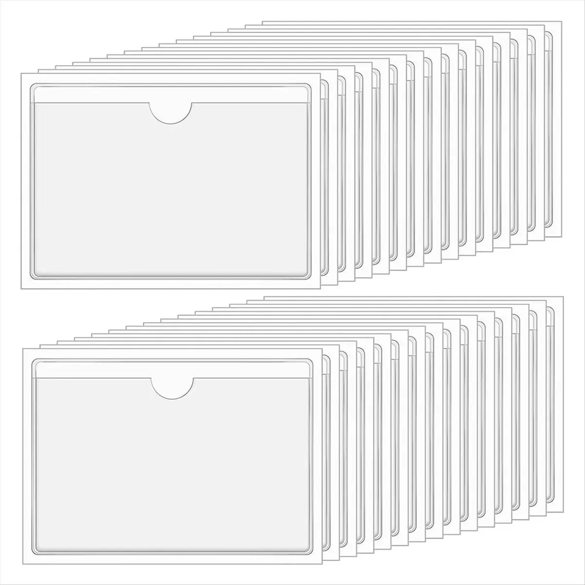 *ABAB Clear Adhesive Pockets 4X6In Index Card Pockets Sleeves Self Adhesive with Top Loading Label Pockets (30 PCS)