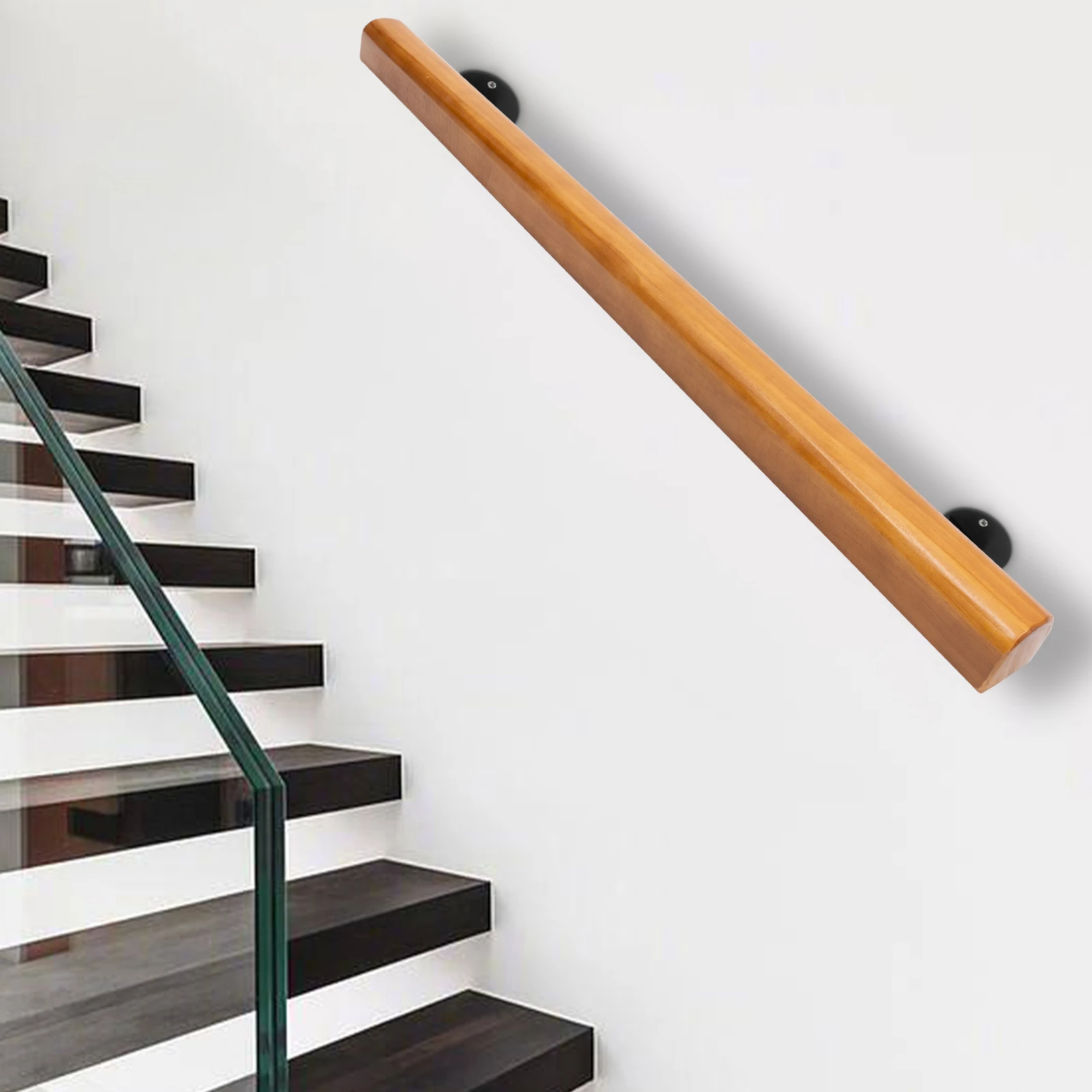 Solid Wood Handrails, Safe and Harmless, 2.4in Thick, Strong Support for 220lbs, Anti-Slip Design, Easy Installation, Durable