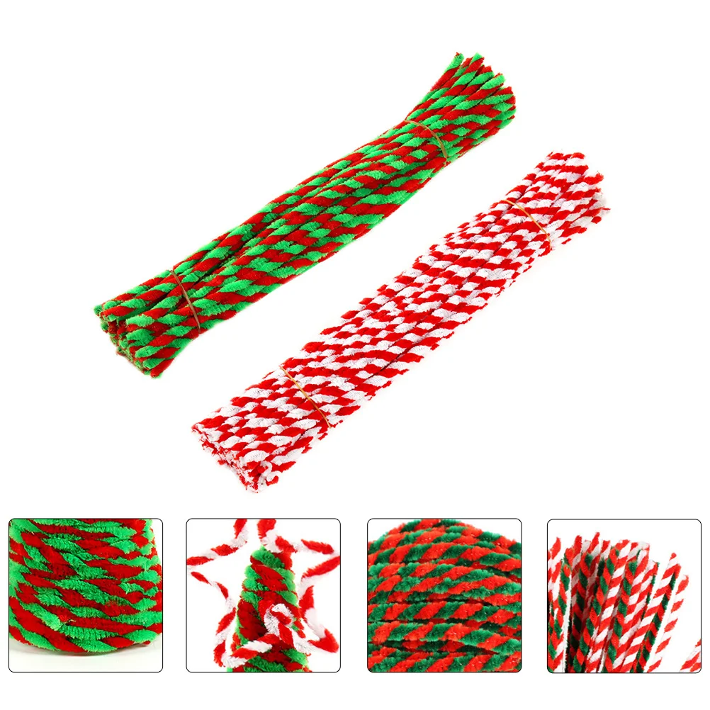 

100Pcs Christmas DIY Sticks Flexible Chenille Stems for Creative Crafts Early Learning Xmas Decoration Supplies