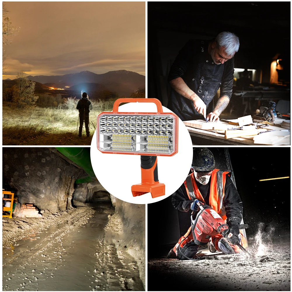 40W 4200LM LED Work Light For Black&Decker 20V USB Port 3 Modes 90° Pivot (Battery Not Included)