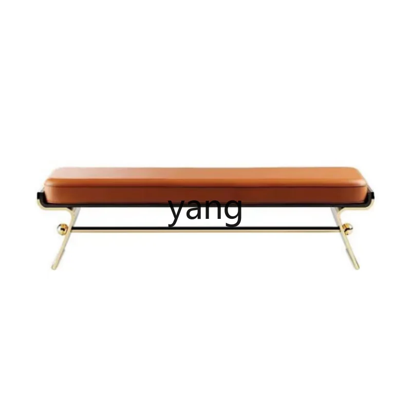 

Yjq Light Luxury and Simplicity Stainless Steel Bed End Stool Leather Sofa Bench Shopping Mall Clothing Store Shoes