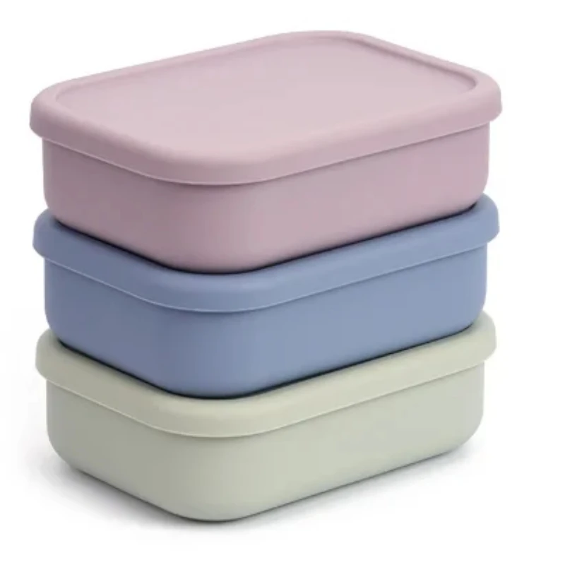 Wholesale customized food grade silicone leak proof storage container, foldable bento box