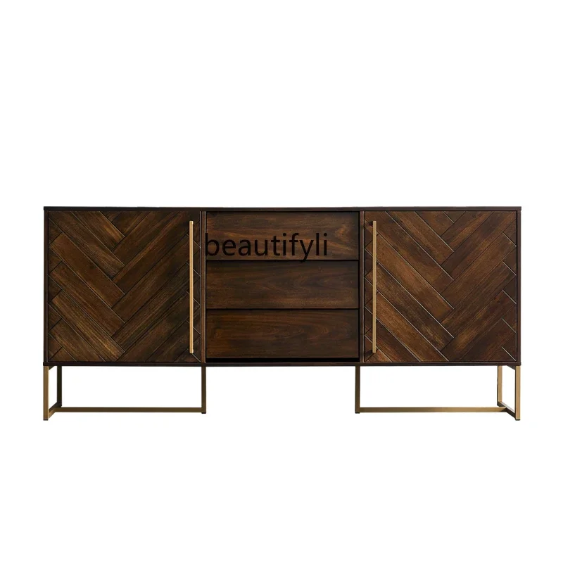 

Nordic Solid Wood Sideboard Retro Curio Cabinet Modern Minimalist Locker Living Room Bedroom Wall Cabinet