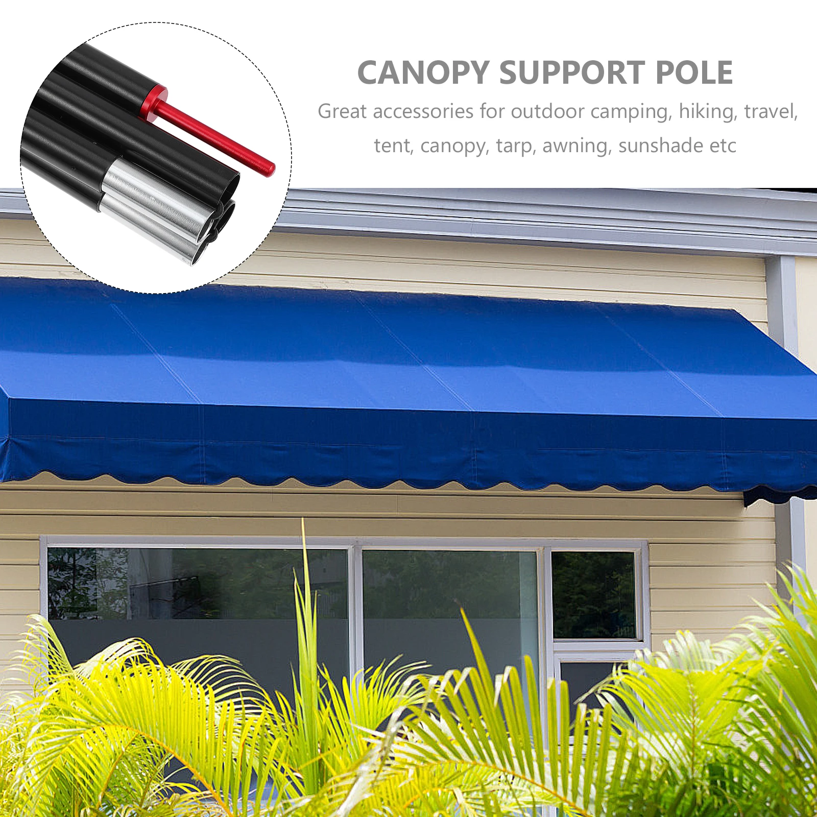 

Aluminum Alloy Tent Tarp Poles Adjustable for Outdoor Camping Canopy Support Lightweight Durable Safe Practical Sun Stays