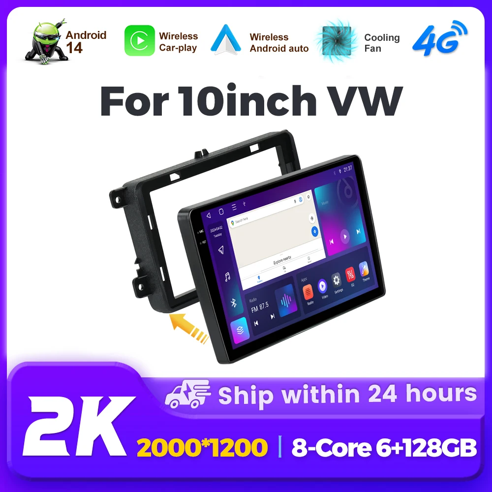 

10,1-дюймовый автомобильный радиоприемник Android 14, стерео для VW Tiguan Touran Caddy Jetta Polo Passat Seat, авторадио GPS 4G WiFi Carplay, автоэкран автомагнитоламагнитола для авто магнитола 2 din видеокарта