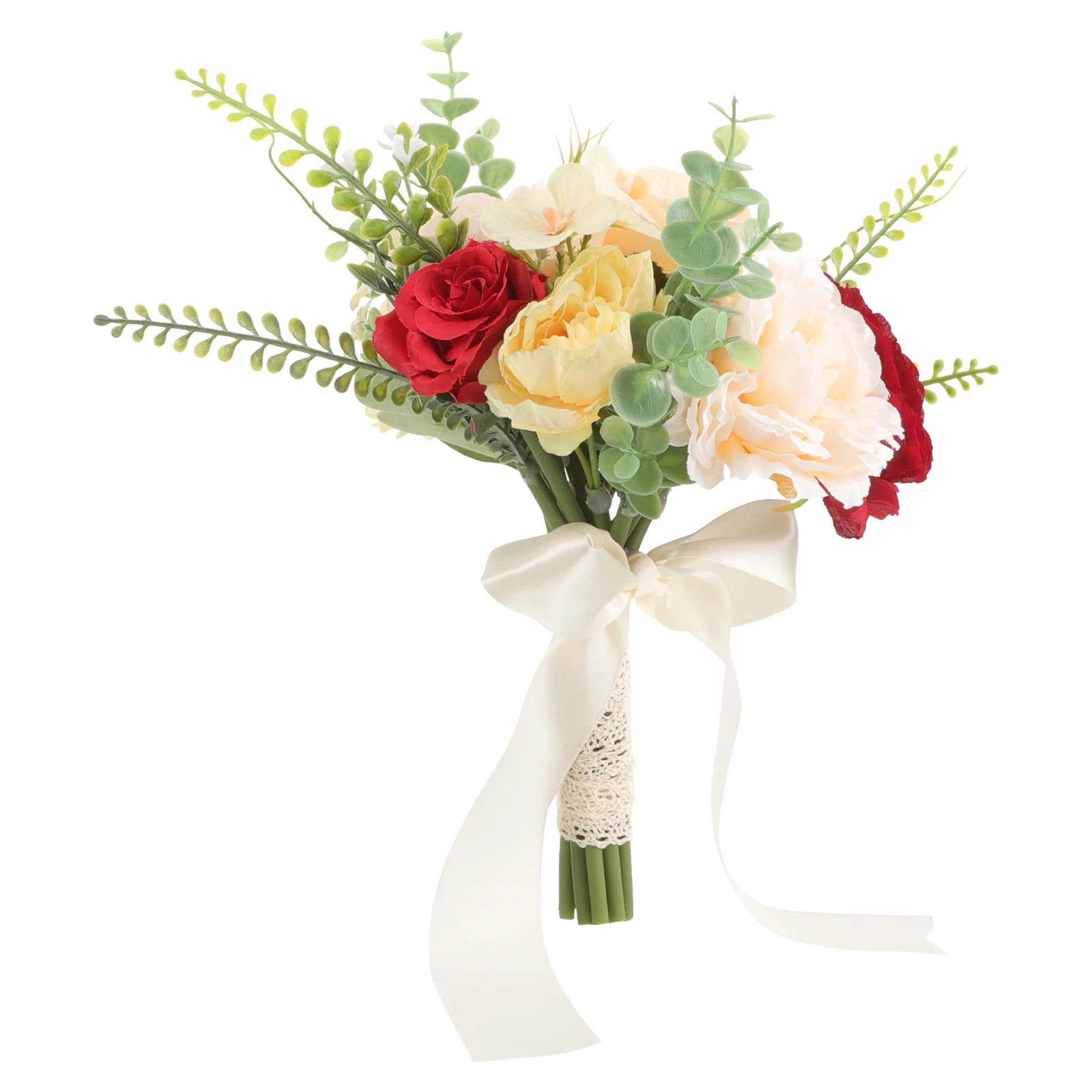 

Bouquet Red Silk Wedding Bridal Flowers Bridesmaids Artificial Lifelike Photography Prop HomeDecoration Banner