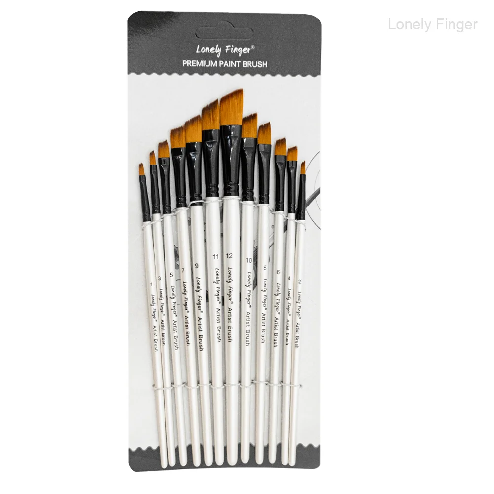 

12 шт. кисти для акварельных красок, набор кистей для рисования под углом, набор кистей для рисования из мягкого синтетического нейлона для акварели, акрила,