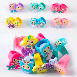 12pcs Cartoon Mermaid Silicone Rings Little Mermaid Theme Girls 1st Birthday Party Gift Supplies Under The Sea Party Favors