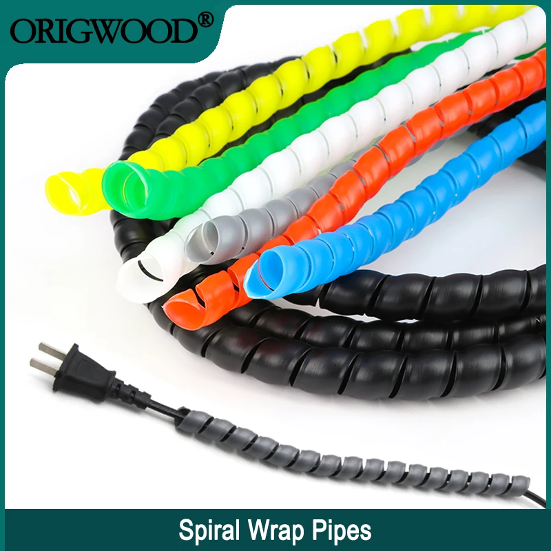 

1/2/5m Flexible Spiral Wrap Winding Tube 8mm ~ 35mm Wire Protection Sleeve Cover Cable Protector Durable Line Organizer Pipe