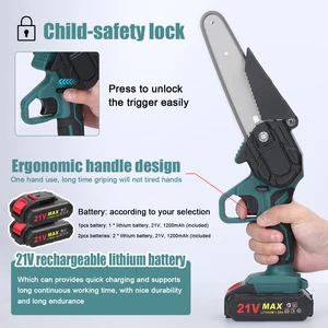 منشار تقليم كهربائي صغير محمول ، قابل لإعادة الشحن ، منشار صغير لتقسيم الخشب ، أداة نجارة حديقة البستان ، 21 فولت ، 6 بوصة أعلى 12 مبيعات منشار كهربائي قابل للتمديد - رقم 5