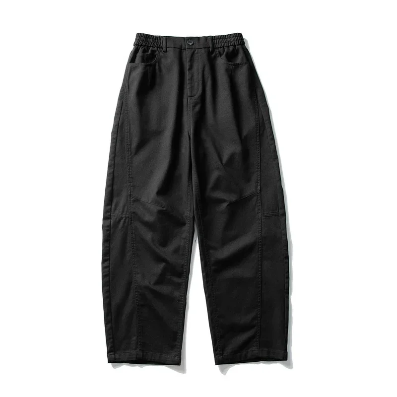 Men Japanese Korean Streetwear Fashion Loose Casual Pure Cotton Cargo Pant Cityboy Wide Leg Trousers Baggy Pants