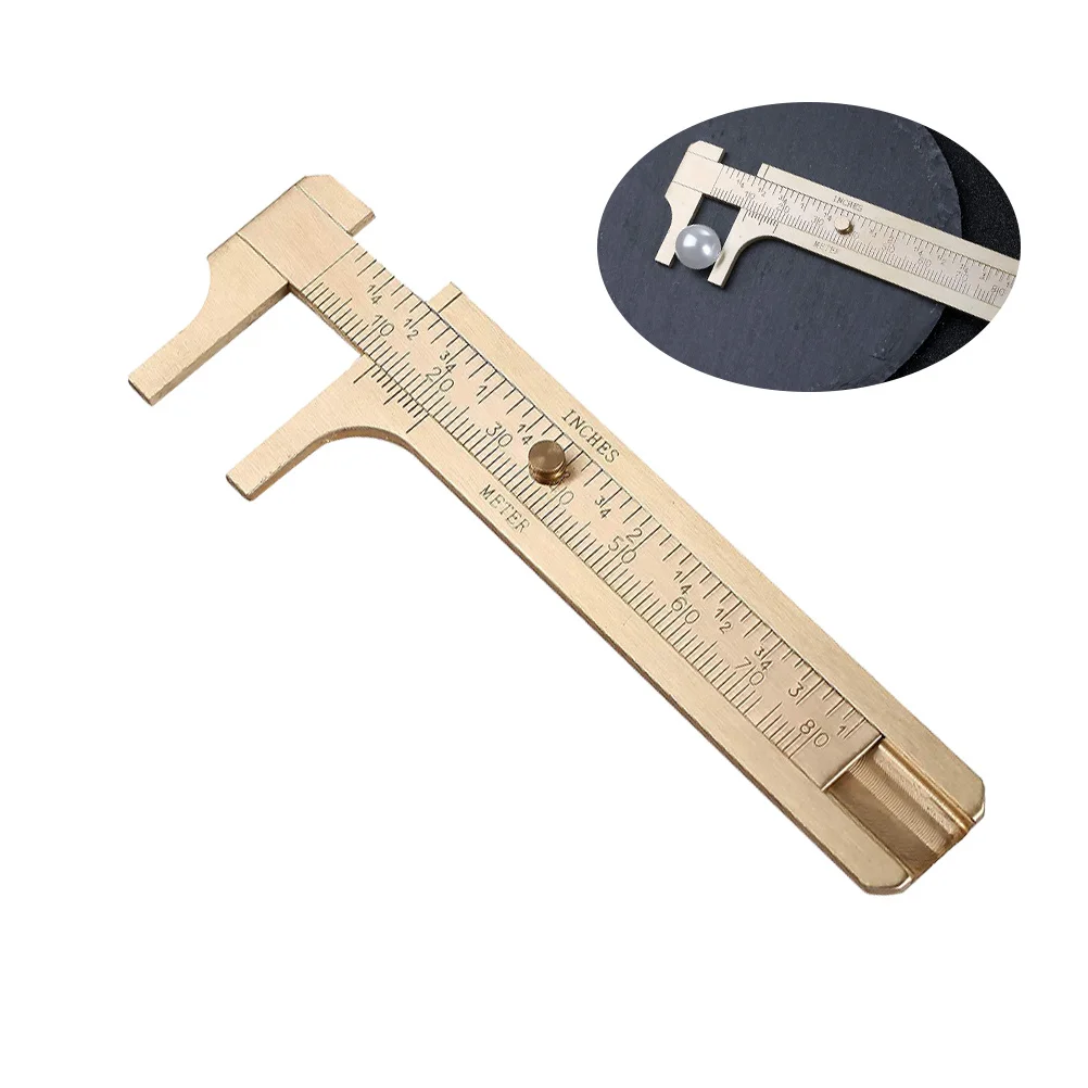 1 pçs cobre vernier caliper material premium cm Polegada escala dupla de alta precisão ferramenta medição jóias cobre vernier caliper