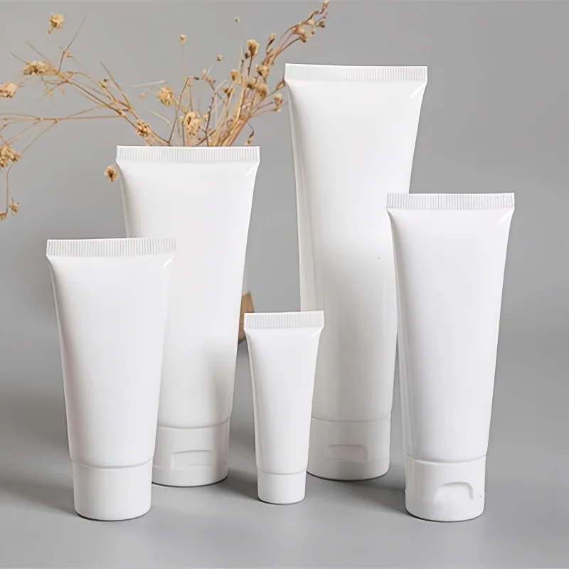

100Pcs 100ml Frosted/Bright White Flip Cover Tubes for Lotion Cream Cosmetic Squeeze Soft Tubes Plastic Makeup Refillable Bottle