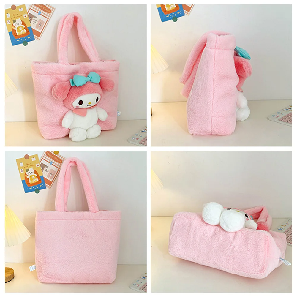 Sanrio Anime Plüsch Handtaschen niedlichen Cartoon Umhängetaschen Plüsch Puppe Einkaufstaschen Kinder Schulranzen Kawaii Damenmode Rucksäcke