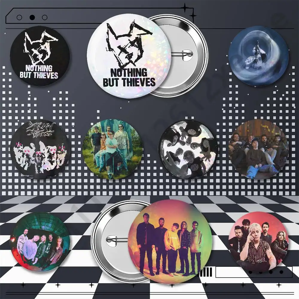 Stray Dogs Nothing But Thieves Holographic Badge Pins 25/32/44/58/75mm Round Brooches Collection Souvenir Party Fan Gifts