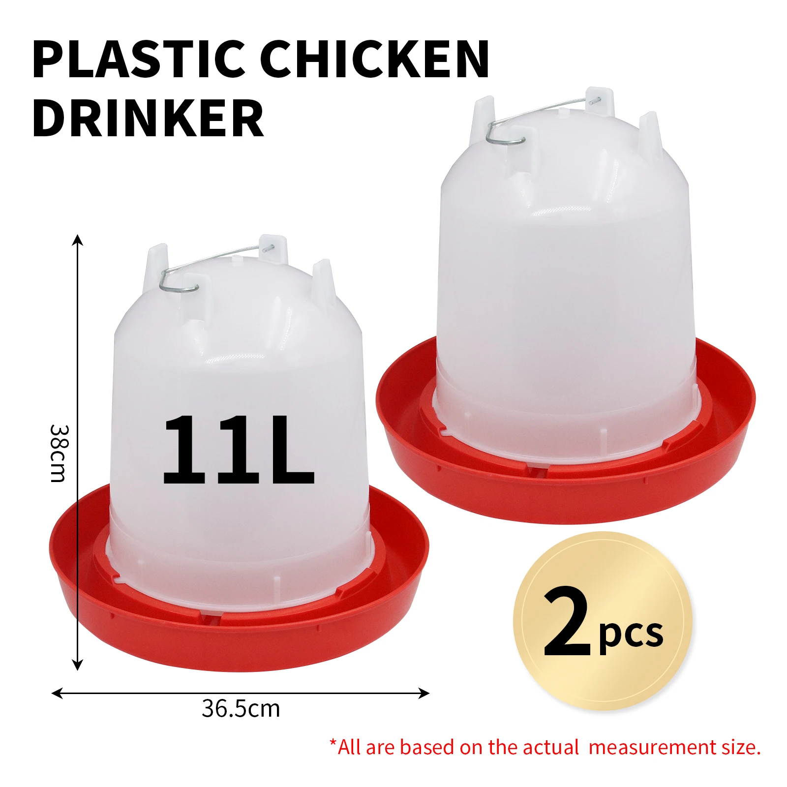 

2Pcs 11L Automatic Chicken Coop Water Dispenser Chicken Water Dispenser Water Outlet with Switch Plastic Poultry Drinking Bucket
