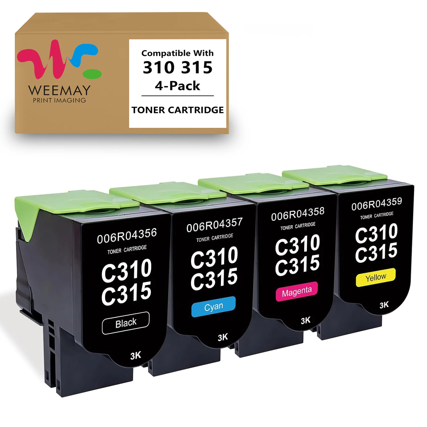 Weemay Replacement for Xerox C310 Toner Cartridges 006R004356 006R004357 006R004358 006R004359 for Xerox C310 C315 C310DNI