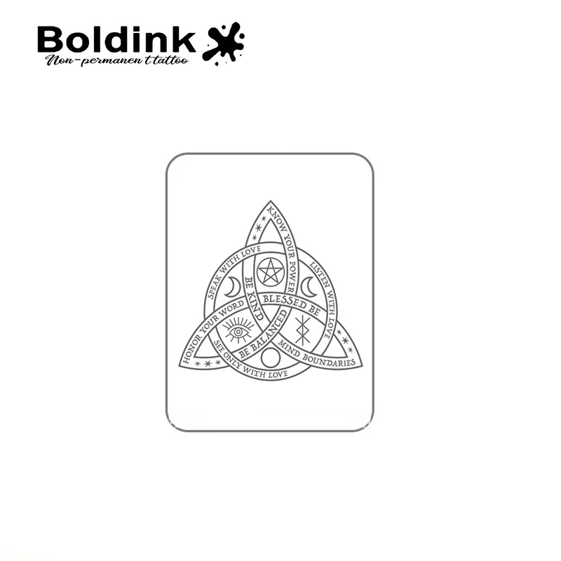 وشم مؤقت Boldink Sacred Triquetra، آخر حتى 15 يومًا، ملصق سحري شبه دائم مقاوم للماء بتقنية جديدة.