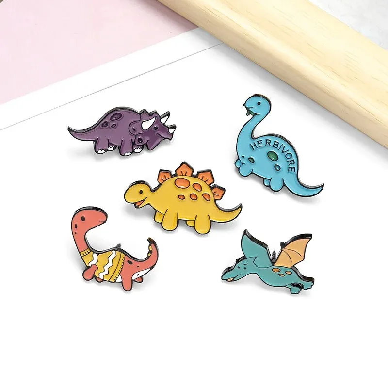 Dinosaur Pterosaur Triceratops carton Enamel Pin Custom Brooch Clothes Rose Planet Animal Badge for Bag Lapel Jewelry Gift